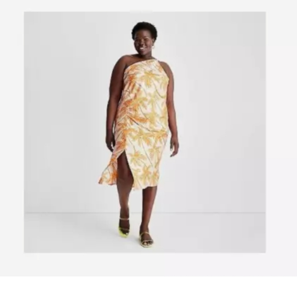 Women's One Shoulder Midi Slit Dress Future Collective with Alani Noelle
